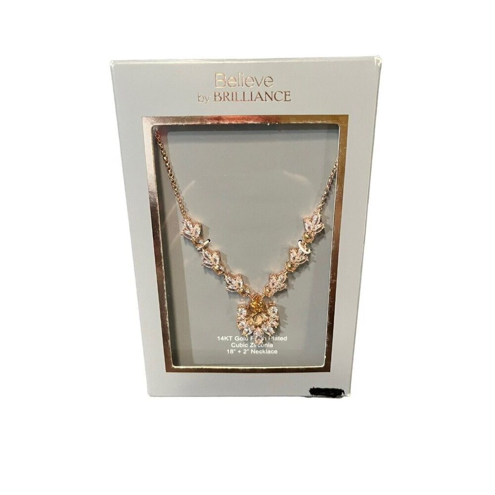 Believe By Brilliance Rose Gold 18 Flower Necklace New In Box 12$